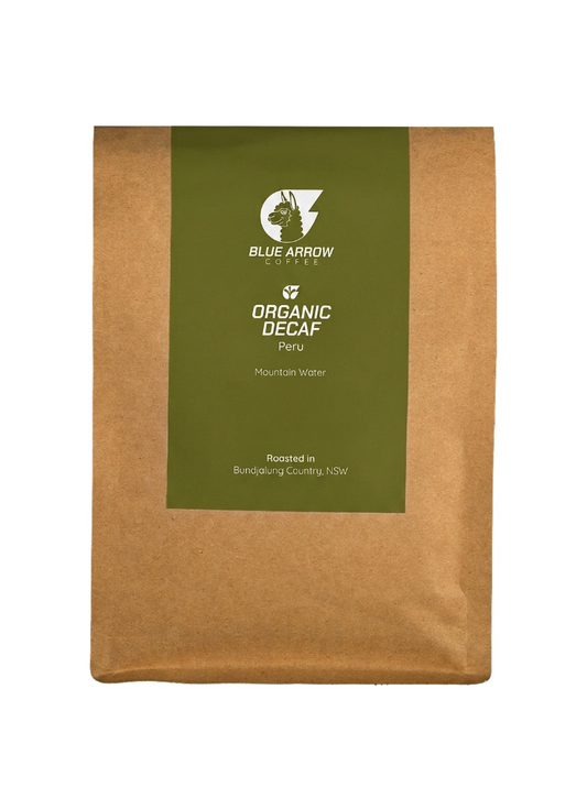 Blue Arrow Decaf Coffee beans Package