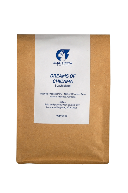 Coffee package with a label on a white background
